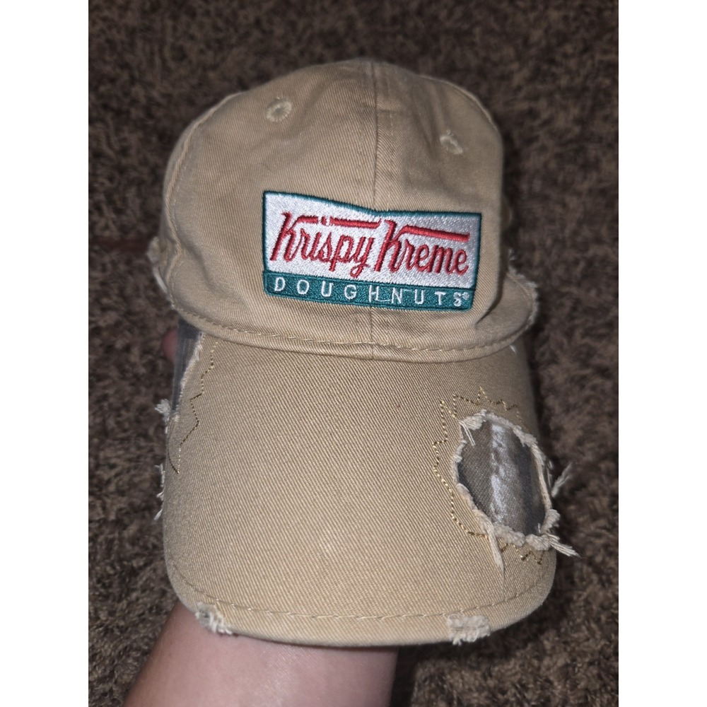 Krispy Kreme Doughnuts Pigeon Forge TN Souvenir Hat Distressed Camo Khaki